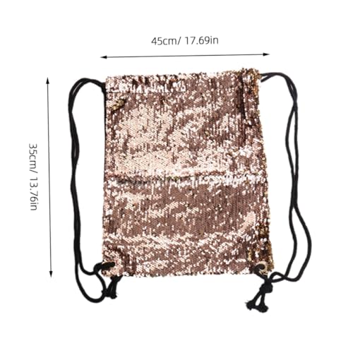 BESPORTBLE Fashion Glitzer Rucksack Für Frauen Shiny Drawstring Beutel Für Tanz Strand Outdoor-aktivitäten Freizeit Und Reisen Champagner Gold von BESPORTBLE