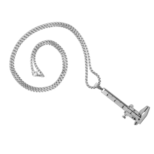 BESPORTBLE Fashion Sweater Halskette Damen mit Messschieber Anhänger Modisches Schmuckaccessoire und Messwerkzeug Silberner Vintage Stil Vielseitig Tragbar für Frauen und Männer von BESPORTBLE