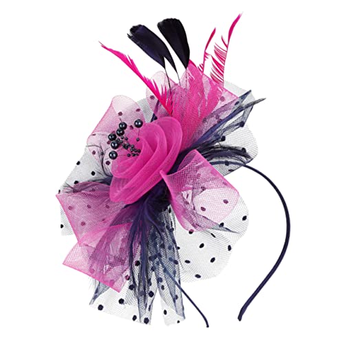 BESPORTBLE Faszinator Hut Für Damen Eleganter Teeparty Hut Mit Federn Und Netz Für Bankett Hochzeit Und Besondere Anlässe Stilvolles Haaraccessoire Und Rosarot von BESPORTBLE