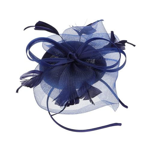 BESPORTBLE Federblumenhaarband für Retro-Mütze aus Kopfbedeckung Damen hochzeitshaar schmuck haarreif mit hut Hochzeits- -Fascinator-Hut Fascinator-Stirnband aus Kunstfedern Navy von BESPORTBLE