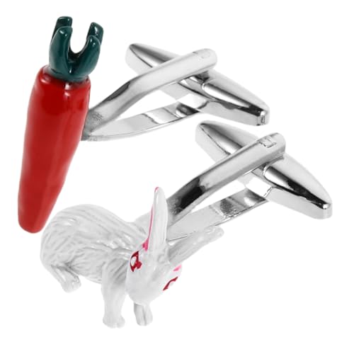 BESPORTBLE Festival Manschettenknöpfe Osterhase und Karotte Kupfer Verspieltes Design für Herren und Damen Geeignet für Business und Freizeit Festliche Accessoires für Feiertage und Alltag von BESPORTBLE