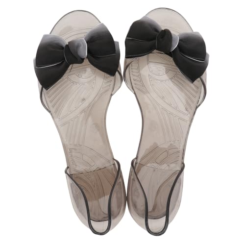 BESPORTBLE Flache Sandalen Damen Sommer Bowknot Sandaletten mit Fischmaul design Rutschfeste Leichte und Bequeme Strandschuhe für Alltag und Urlaub Schwarz von BESPORTBLE