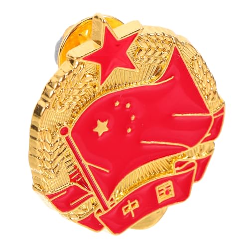 BESPORTBLE Metall-anstecknadel Mit Sternabzeichen Runde Brosche Im Chinesischen Stil Flaggen-accessoire Für Kleidung Schal Oder Tasche von BESPORTBLE