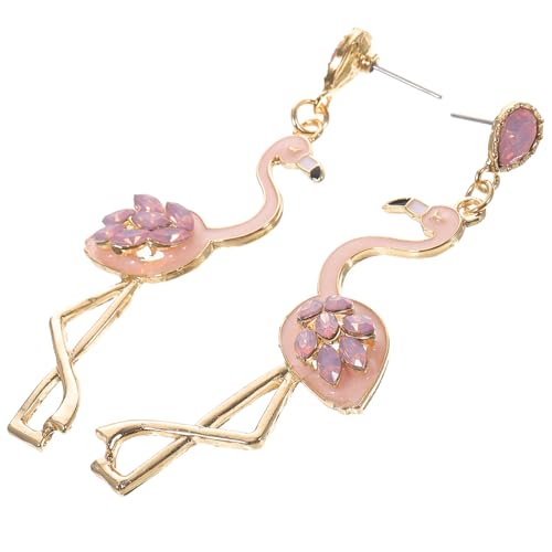 BESPORTBLE Flamingo Ohrringe Damen Ohrstecker mit Zirkonia Strass Schmuck Tropfen Ohrhänger Stilvolle Ohrdekoration für Frauen Modisch für Alltag Party und Hochzeit von BESPORTBLE