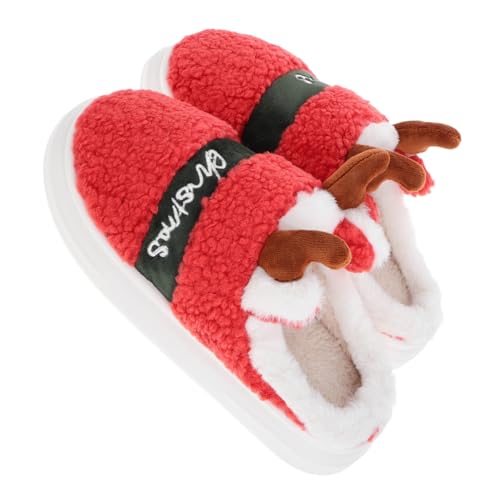 BESPORTBLE Flauschige Damen Winter Hausschuhe mit Dicker Sohle Warm Rutschfest Modische Outdoor Pantoffeln mit Weihnachtsrentier Motiv Gemütliche und Stilvolle Baumwoll Hausschuhe BESPORTBLE Flauschige Damen Winter Hausschuhe mit Dicker Sohle Warm Rutschfest Modische Outdoor Pantoffeln mit Weihnachtsrentier Motiv Gemütliche und Stilvolle Baumwoll Hausschuhe von BESPORTBLE
