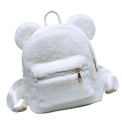 BESPORTBLE Flauschiger Winter Rucksack mit Verstellbaren Trägern Großer Kapazität Weichem Plüschmaterial und Süßem Ohren Design für Mädchen und Schüler im Alltag und Freizeitgebrauch von BESPORTBLE