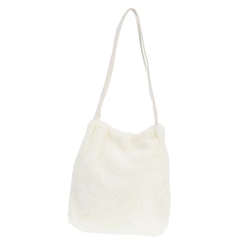 BESPORTBLE Fluffy Schultertasche Damen Handtasche Weiß Plüsch Umhängetasche Mode Bucket Bag Alltag Shopping Party von BESPORTBLE