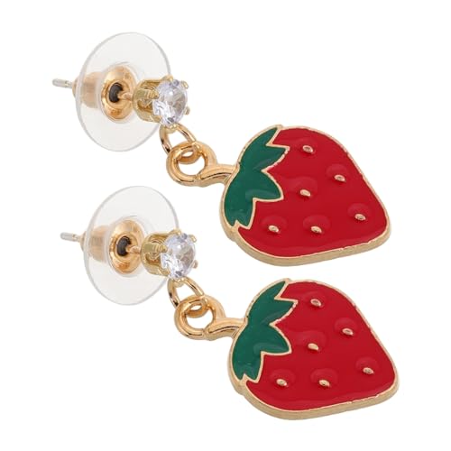 BESPORTBLE Fruchtige Erdbeer ohrringe aus Robustem Legierungs material Modische Dangle form Sommerlich kühle Schmuckstücke für Frauen Vielseitig Tragbar im Minimalistischen Stil von BESPORTBLE
