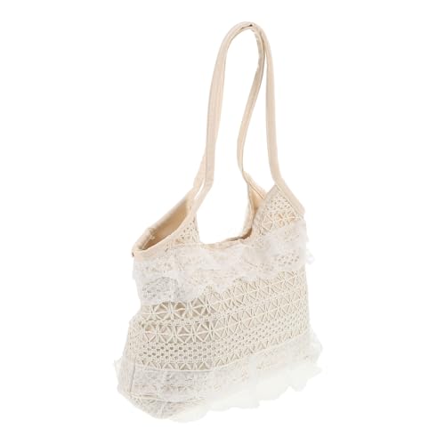 BESPORTBLE Geflochtene Umhängetasche Damen Lässige Schultertasche mit Spitze Große Kapazität Alltagstasche für Einkauf Reisen Arbeit von BESPORTBLE