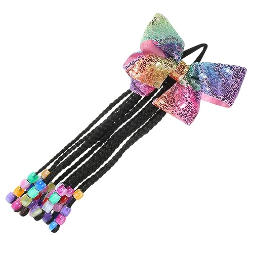 BESPORTBLE Geflochtener Pferdeschwanz Mit Schleife Und Perlen Haarverlängerung Aus Synthetischen Fasern Praktisch Für Alltag Und Party von BESPORTBLE