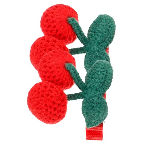 BESPORTBLE 2stücke Gehäkelte Kirsch-haarclips Für Mädchen Handgefertigte Junge Mädchen-haaraccessoires Süße Und Sichere Haarschmuck Für Geburtstagsfeiern Und Fototermine von BESPORTBLE