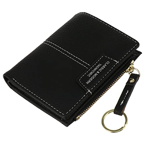 BESPORTBLE Geldbörse Damen Mit Münzfach Schlüsselanhänger Handtasche Für Frauen Reißverschluss Wallet Für Karten Und Kleingeld Schwarz von BESPORTBLE