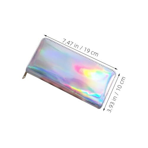 BESPORTBLE Geldbörse Mit Großem Fassungsvermögen Silbernes PU Portemonnaie Für Damen Für Bargeld Karten Praktische Organisation Mit Reißverschluss Münzfach von BESPORTBLE