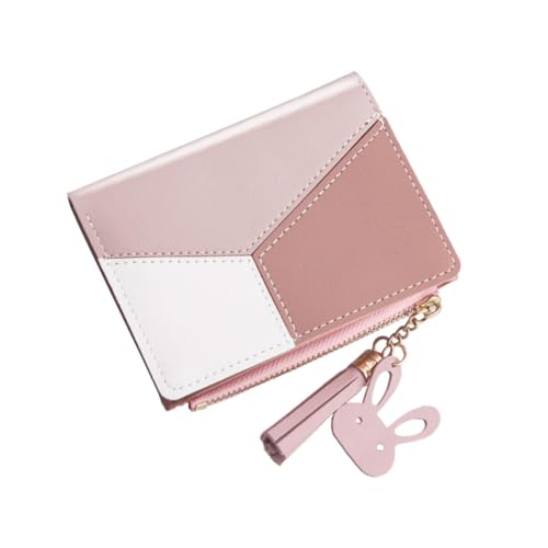 BESPORTBLE Geldbörse Rosa PU Multifunktionale Kurze Brieftasche Mit Reißverschluss Münzfach Stilvolle Geldbörse Für Frauen Handtasche Im Modischen Design von BESPORTBLE