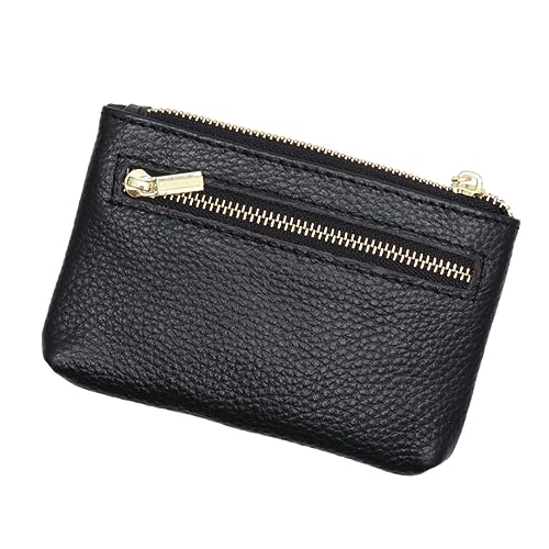 BESPORTBLE Geldbörse aus Rindsleder Brieftasche Halter wechseln Münzbeutel Portemonnaie Black von BESPORTBLE