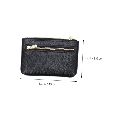 BESPORTBLE Geldbörse aus Rindsleder Münzbeutel Halter wechseln Portemonnaie Brieftasche Black von BESPORTBLE