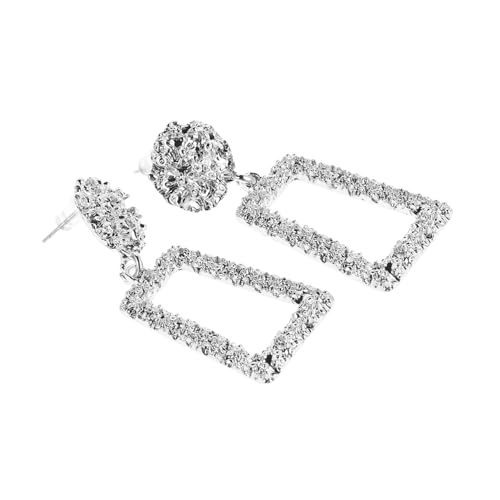 BESPORTBLE Geometrische Ohrhänger Silber Rechteck Anhänger Langlebig Kreatives Design Für Partys Dates Alltag Streetstyle Damen Schmuck von BESPORTBLE