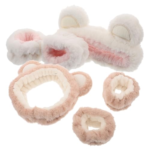 BESPORTBLE Gesichtswaschstirnband Und Armband Bärenohren Aus Plüsch Verstellbar Für Hautpflege Make-up Bad Weicher Und Wasserdichter Haar-accessoire Für Gesichtswäsche Spa von BESPORTBLE
