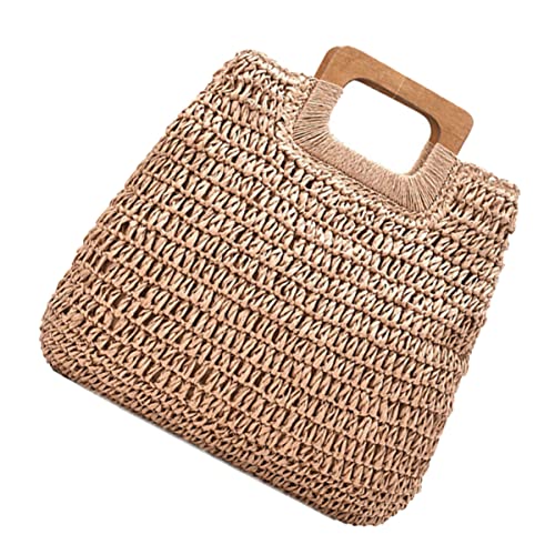BESPORTBLE Gewebte Strandtasche Mit Großem Fassungsvermögen Tragbare Aufbewahrungstasche Für Schmuck Handy Und Snacks Handgemachte Damenhandtasche Für Einkaufen Und Partys von BESPORTBLE