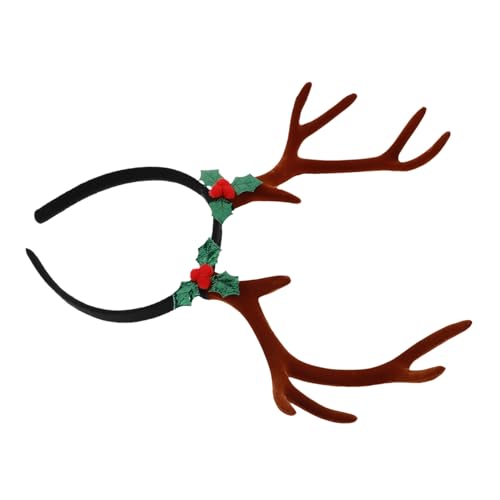 BESPORTBLE Stirnband Mit Hirschgeweih-design Flauschiges Plüschband in Rentierohren-optik Verstellbar Für Verschiedene Kopfgrößen Als Kostümzubehör Für Weihnachts Und von BESPORTBLE