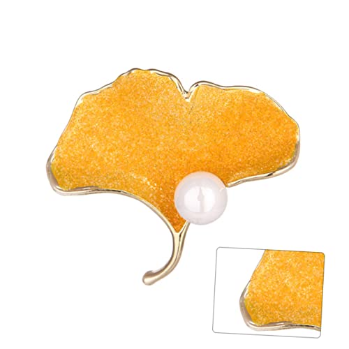 BESPORTBLE Ginkgo Brosche Modischem Legierungs Material mit Perlen Eleganter Brust Pin für Frauen für Hochzeiten Partys Valentinstag Tägliches von BESPORTBLE