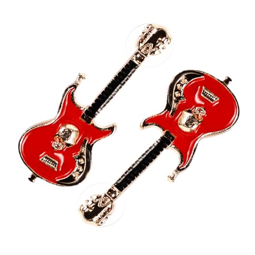 BESPORTBLE Gitarren Ohrringe Damen Retro Tropfen Emaille Dangle Ohrstecker Musiker Schmuck Modisch Robust Rot von BESPORTBLE