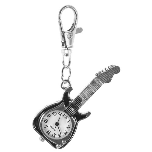 BESPORTBLE Gitarren-taschenuhr Mit Reißverschluss Retro Quarzuhr Schlüsselanhänger Filigranes Gitarren-Ornament Tragbare Uhr Für Schlüssel Und Tasche von BESPORTBLE