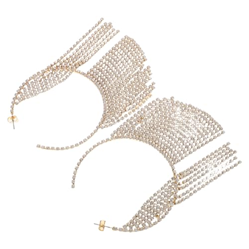 BESPORTBLE Runde Creolen Mit Baumelnden Strass-quastenohrringen Für Frauen Lange Ohrhänger Mit Funkelndem Statement-schmuck Für Besondere Anlässe von BESPORTBLE