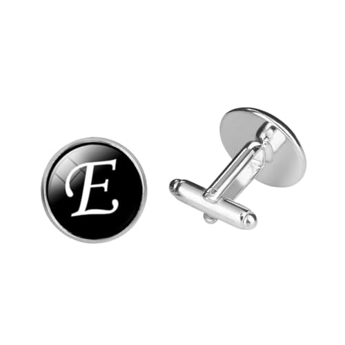 BESPORTBLE Glasmanschettenknopf-ärmelknopf Runder Englischer Briefmanschettenknopf All-match-dekorativer Kragenärmelknopf Für Mann (e-buchstabenmuster) von BESPORTBLE