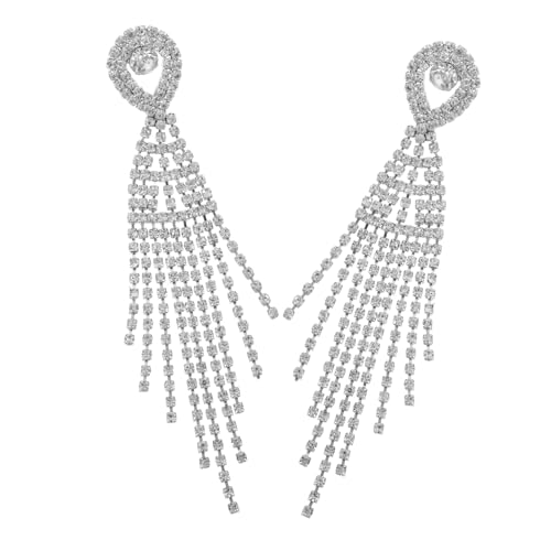 BESPORTBLE Strass-ohrringe Silberne Damen Statement Glitzer Quasten Tropfen Stilvolle Hochzeit Party Abend Anlässe von BESPORTBLE