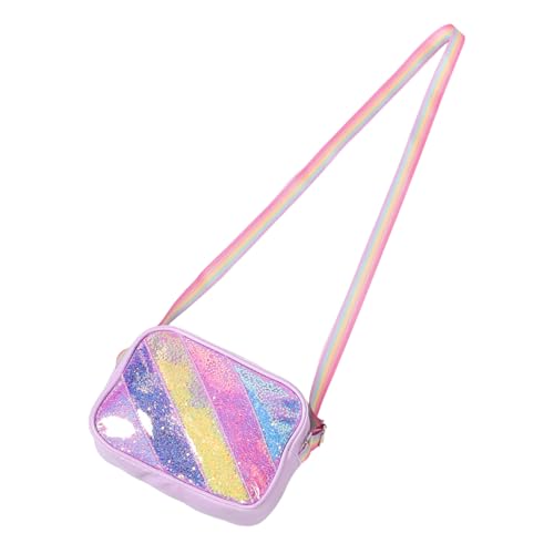 BESPORTBLE Glitzernde Umhängetasche mit Verstellbarem Riemen Cartoon-Motiv und Sternenmuster Leichte Komfortable Pailletten-Schultertasche für Mädchen und Kleinkinder in Regenbogenfarben von BESPORTBLE