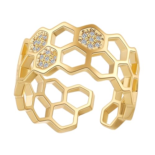 BESPORTBLE Gold Ring Damen Verstellbar Offener Fingerring mit Zirkonia Eleganter Schmuck für zu Geburtstag Hochzeit BESPORTBLE Gold Ring Damen Verstellbar Offener Fingerring mit Zirkonia Eleganter Schmuck für zu Geburtstag Hochzeit von BESPORTBLE