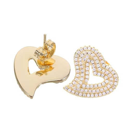 BESPORTBLE Gold Vergoldete Herz Ohrstecker mit Funkelndem Zirkonia Leichtes Hohl Design Langlebigem Vintage Statement Ohrringe für Mädchen Hochzeit Party und Alltag von BESPORTBLE