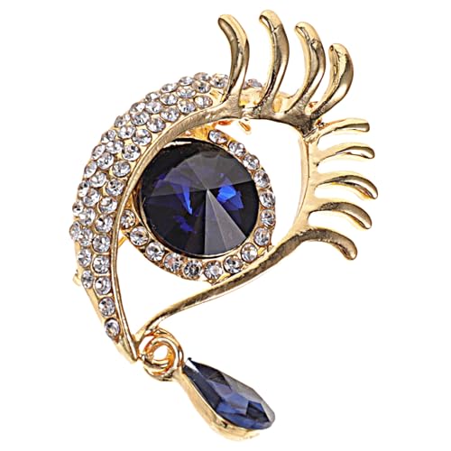 BESPORTBLE Einzigartige Goldene Brosche Mit Blauem Auge Und Tropfenform Funkelnde Strass-brosche Für Damen Stilvolle Anstecknadel Für Kleidung Taschen Hüte Und Schals von BESPORTBLE