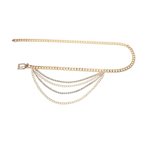 BESPORTBLE Goldene Taillenkette für Damen Mehrlagige Kette mit Strass Akzenten Modischer Bauchschmuck für Abendkleider und Festliche Anlässe Verstellbar und Glänzend von BESPORTBLE