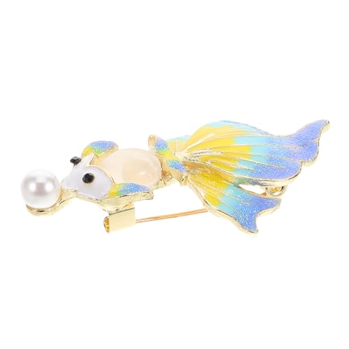 BESPORTBLE Goldfisch Brosche mit Emaille und Perle Tierisches Schmuckstück mit Farbverlauf Faderesistent Modisch Vielseitig für Damenjacken Hemden Hüte und Anzug Accessoires von BESPORTBLE