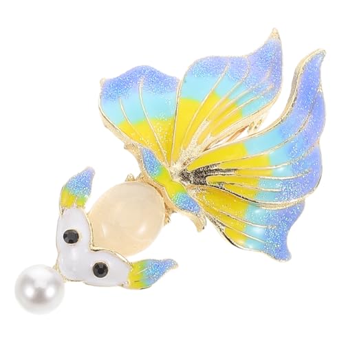 BESPORTBLE Goldfisch Brosche mit Kunstperlen Emaille Anstecknadel Farbverlauf für Kleidung Anzüge Hemden und Besondere Anlässe Metall Schmuckaccessoire für Damen von BESPORTBLE