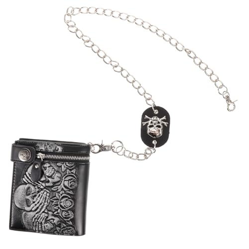 BESPORTBLE Gothic Geldbörse mit Kette und Diebstahl Design Unisex Skelett Portemonnaie für Outdoor und Reisen Langlebig und Kompakt für Herren und Damen von BESPORTBLE