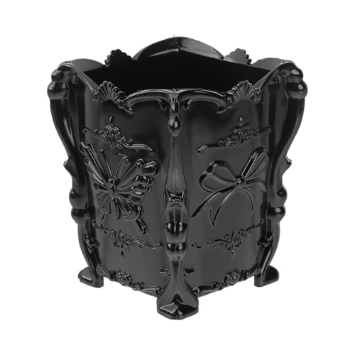 BESPORTBLE Gothic-Make-up-Pinselhalter – Eleganter Vintage-Acryl-Organizer für Kosmetika – Stifte & Bleistifte, dekoratives Schmetterlings-geschnitztes Design in Schwarz für Zuhause und Schreibtisch von BESPORTBLE