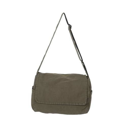 BESPORTBLE Große Canvas Umhängetasche Damen Herren Crossbody Hobo Bag Vielseitige College Schultertasche Robust Langlebig Grün Canvas Tote Bag für Alltag und Reisen von BESPORTBLE