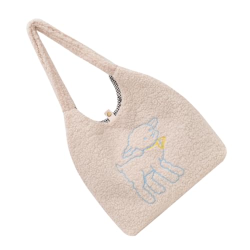 BESPORTBLE Große Kapazität Plüsch Handtasche Damen Schultertasche Tragbar Alltag Shopping Reise Gym Tasche von BESPORTBLE