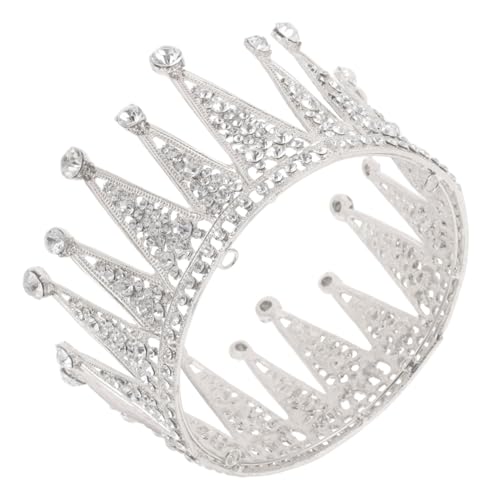 BESPORTBLE Große Runde Strasskrone Braut Tiara mit Funkelnden Kristallen Leichtes Brautkopfschmuck-accessoire für Hochzeit Geburtstag Party und Festliche Anlässe von BESPORTBLE