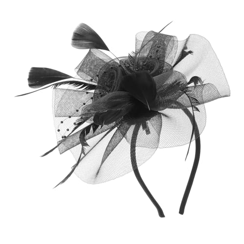 BESPORTBLE Haarschmuck aus Federn Mesh-Bänder-Hut Damen Prinzessin Braut- Stirnband Hochzeitsbewegung hochzeit braut hut frauen kopfschmuck Fascinator-Hut für Frauen Hüte Gittergewebe Schwarz von BESPORTBLE