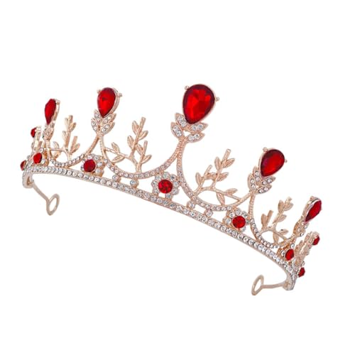BESPORTBLE Haarschmuck mit Diamantkrone graceling dirndl elegant Hochzeitshaarband Hochzeitshaarschmuck Party Strass Tiara Krone Hochzeitsdiademe für die Braut Brautkronen Strasssteine rot von BESPORTBLE