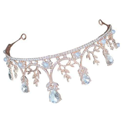 BESPORTBLE Haarschmuck mit Diamantkrone hochzeitsdekoration geburtstagskrone Strasskrone Hochzeitsdiademe für die Braut Hochzeit Tiara Braut Stirnband Tiara für Frauen Strasssteine Golden von BESPORTBLE