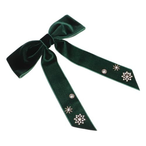 BESPORTBLE Haarspange Aus Samt Mit Schleife Haarklammern Samthaarschleifen Für Mädchen Samtschleifenklammern Haarspangen Mit Strassschleife Haarnadel Mit Samtschleife Strasssteine Dark Green von BESPORTBLE
