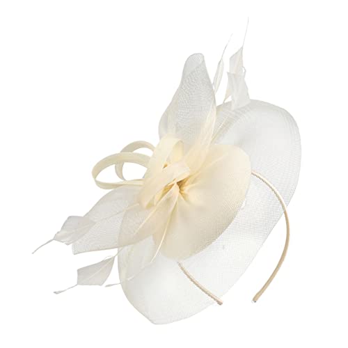 BESPORTBLE Haarspange Hut Damen Banketthut Hochzeit Hut Trendy Damen Hochzeitshüte Teeparty Kleidung Hutband Hochzeit Stirnband Formales Teeparty Stirnband Künstliches Beige von BESPORTBLE