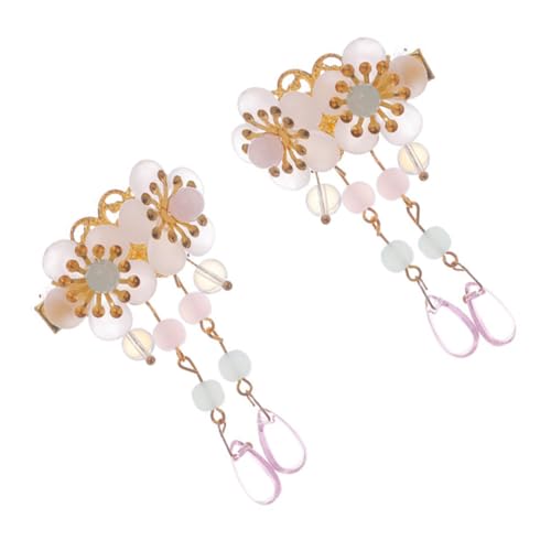 BESPORTBLE Haarspangen mit Blumenmotiv Chinesischer Stil Funkelnde Quaste Vintage Haarklammern für Hanfu und Alltag Geeignet für Mädchen und Han kleid Partys von BESPORTBLE