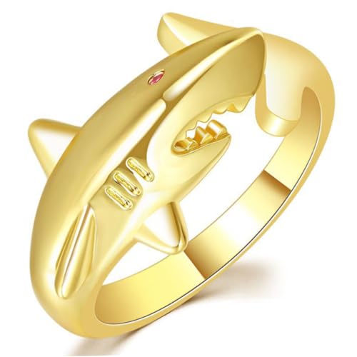 BESPORTBLE Schöner Hai Schmuckring Für Frauen Verstellbarer Offener Ring Aus Kupfer Mit Rotem Tierdesign Für Besondere Anlässe Für Teenager Und Damen von BESPORTBLE