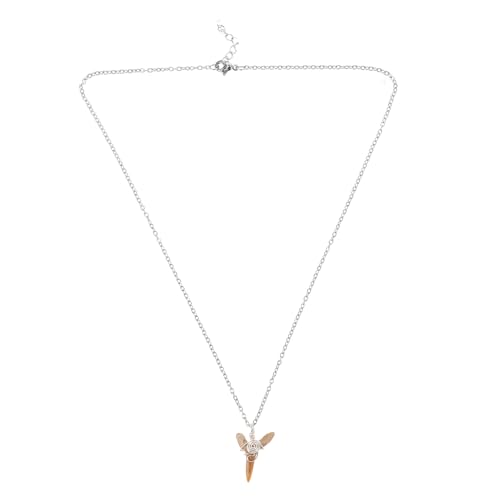 BESPORTBLE Haifischzahn Halskette mit Verstellbarer Silberkette Handgefertigter Anhänger aus Echtem Haifischzahnfossil Vintage Stil Einzigartiger Strandschmuck für Männer und Frauen von BESPORTBLE